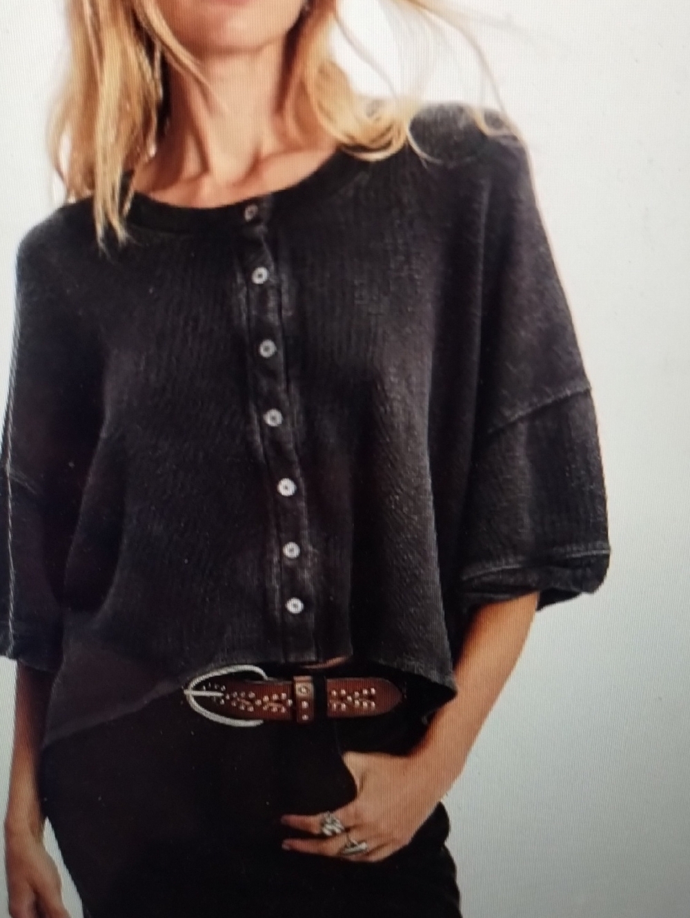 We The Free People Flashback Cardi Tee Charcoal S New